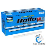 Cutie cu 200 de tuburi tigari pentru injectat tutun Rollo Micro Slim Blue Extra cu filtru de 25 mm